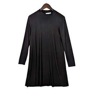 Annalee & Hope Size M Black High Neck Stretch Jersey Slip T Shirt Dress Casual